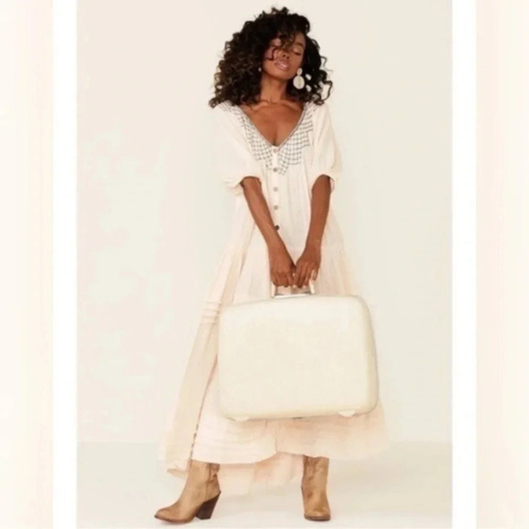 Free People Dresses & Skirts - Free People Sunday Stroll Maxi Dress Buttondown Oversized Embroidered S B1487
